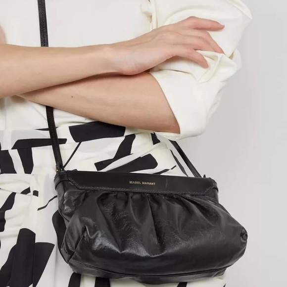 ISABEL MARANT Luzes Mini Gathered Soft Leather Shoulder Bag Black - Picture 2 of 12